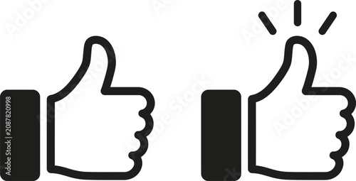Obraz na płótnie Set of two thumbs up icons, one standard and one with a highlight effect