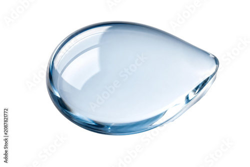 Abstract Crystal Clear Blue Water Drop Isolated on Black Background