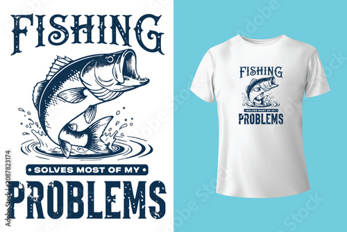 Schilderij op canvas fly fishing illustration river graphic outdoor design adventure t shirt vintage
