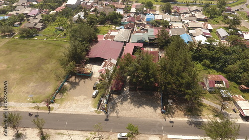 Obraz na plátně Aerial View of Residential Neighborhood and Coastal Urban Area in Bengkulu Indon