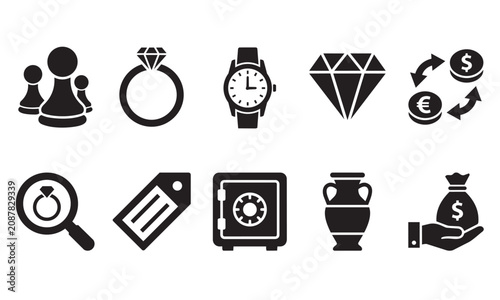 Schilderij op canvas Pawn Shop Black Icon Pack