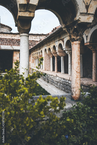 view of the ancient cloister in san giorgio di valpolicella, italy