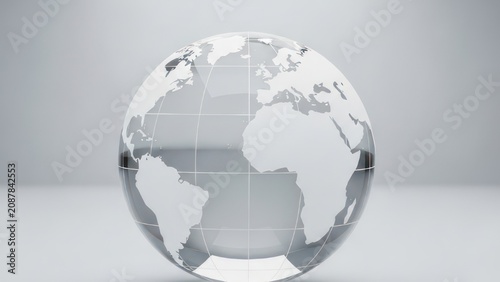 Minimalist Crystal Globe on Grey Background