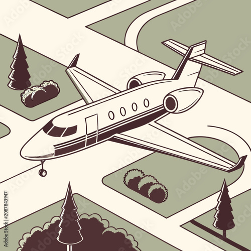 Canvastavla Luxury Private Jet Parked Elegantly on the Ground in a Stylish Vector Illustrati