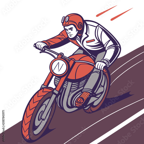 Принти на полотні Bold Man Riding a Sport Motorcycle Seen from the Front Showcasing Power and Conf