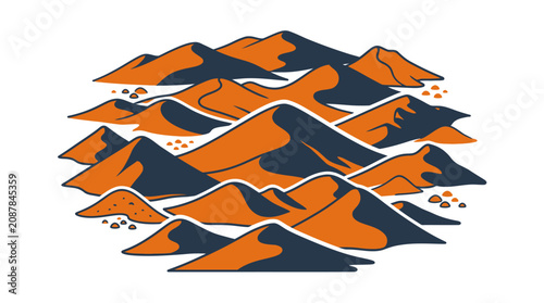 Abstract Mountain Range Illustration with Orange and Dark Blue Peaks
