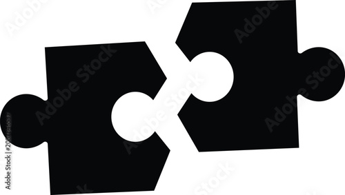 Bild auf Leinwand Black puzzle pieces interlocking in geometric arrangement white