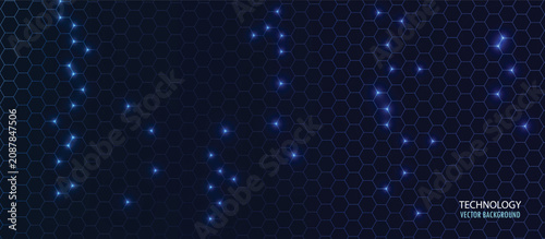 Futuristic hexagon background with honeycomb pattern, realistic abstract vector blue bg for tech graphics, digital game, medicine, science, technology, bio.