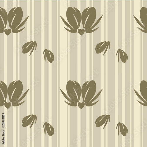 Elegant floral stripe seamless pattern with hearts