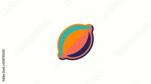 Stylized Lemon Vector Illustration Featuring Vibrant Retro Color Palette