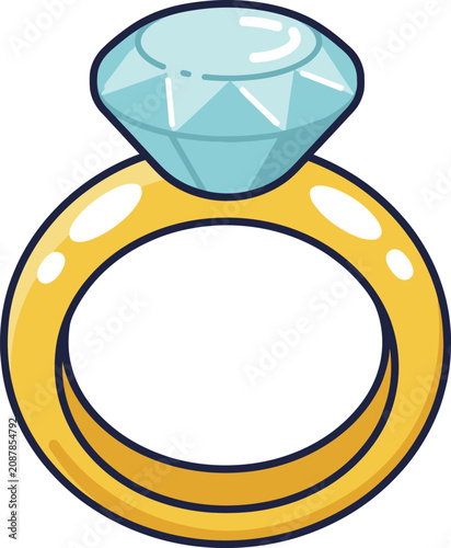 Golden diamond engagement ring with large blue gemstone.eps