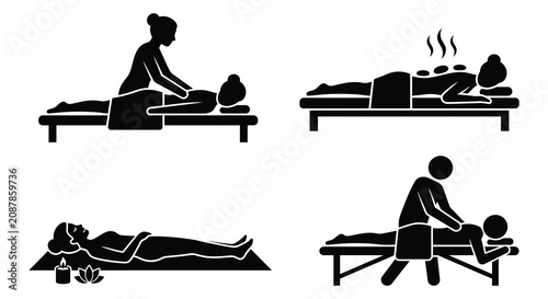 Canvastavla Massage Therapy Scenes With Clients And Practitioners Silhouette