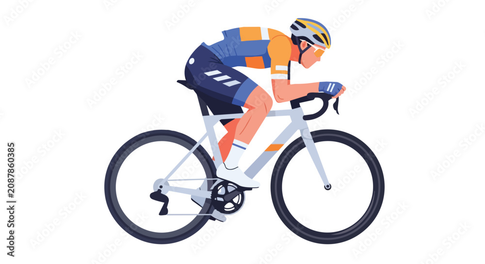 Fototapeta premium Professional Road Cyclist Athlete Racing on Bicycle for Sports Competition and Healthy Lifestyle Graphic Design