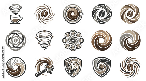 Konstfotografi Stylized coffee steam and bean symbols for boutique cafes