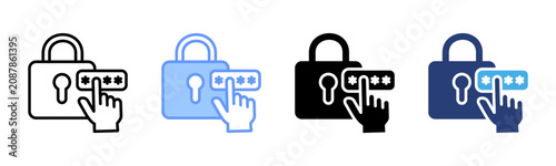 Password icon set multiple style collection