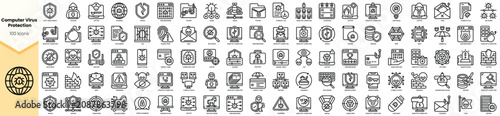 Photos A comprehensive collection of computer virus protection icons showcasing various cybersecurity concepts