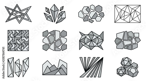 Valokuva Abstract geometric crystalline patterns and tessellated shapes.