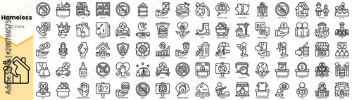 Tableau sur toile A collection of 60 minimalist icons representing concepts related to homelessness and social welfare