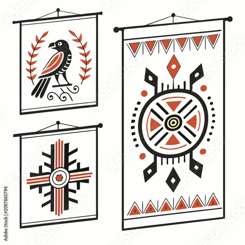 Schilderij op canvas Ethnic posters set