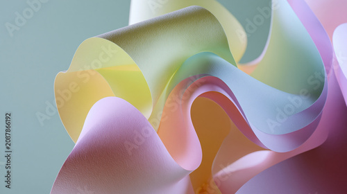 Abstract digital art piece that appears to be made up of multiple layers of different colors. the colors are arranged in a wave-like pattern, creating a sense of movement and energy.