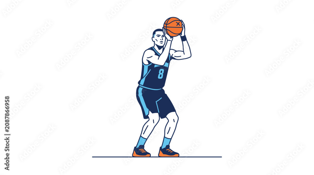 Fototapeta premium Basketball Player Shooting Ball Vector Illustration