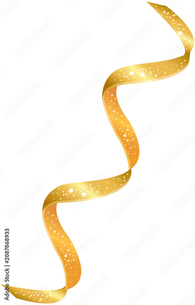 Fototapeta premium Christmas Glitter Gold Slim Curl Ribbon Decoration