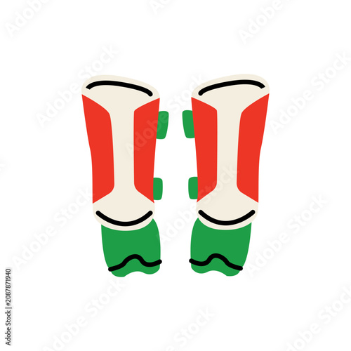 Vector illustration of protective leg guards to provide protection during sports, in doodle style