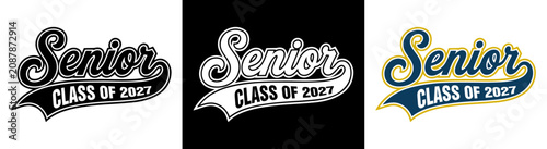 Quadro su tela Class of 2027 Seniors Graphic - School Graduate Double Border Typography Text Sh