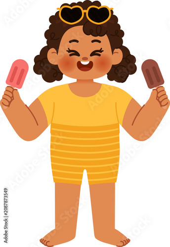 hand drawn kids holding ice cream