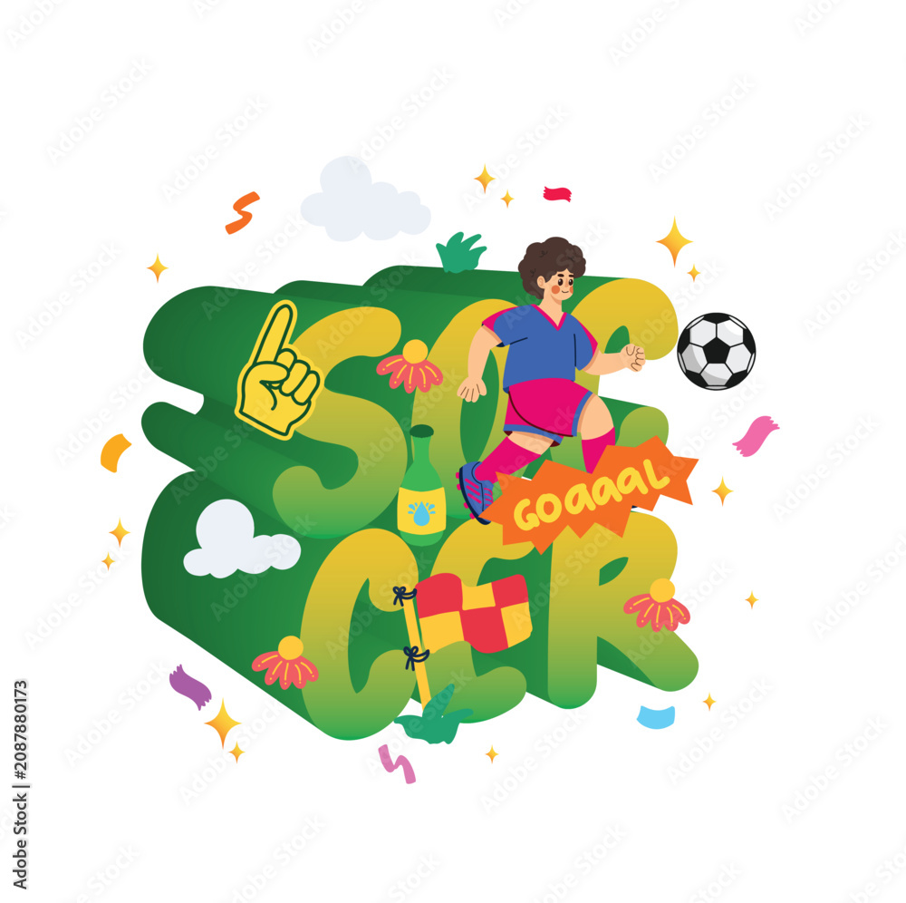 Naklejka premium Soccer Player Character Vector Collection in Dynamic Action Poses Flat Illustration Style
