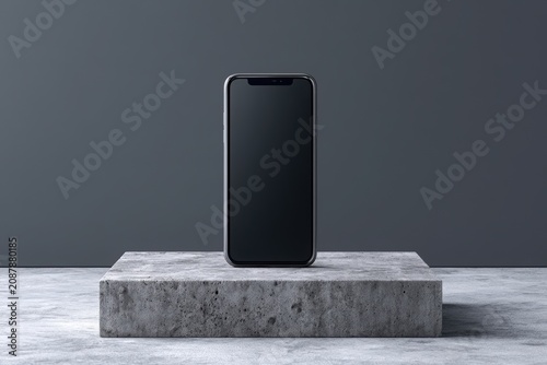 Modern Blank Smartphone with Empty Screen on Wooden Table Mockup for Business Advertising Digital Technology Display Banner Template