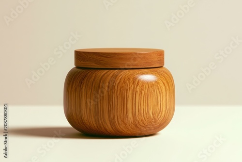 Empty Wooden Bowl and Rustic Wooden Jar Isolated on White Background Traditional Kitchen Container Close Up