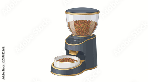 Smart automated pet feeder with sleek design, offering precise digital programming for consistent meal delivery, ensuring pet well-being and owner convenience