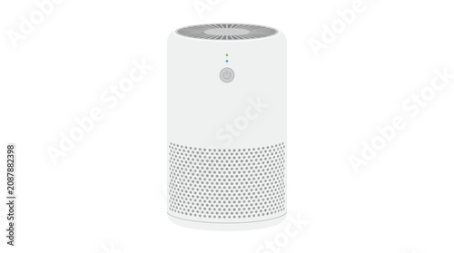 Sleek modern cylindrical air purifier with a 360-degree intake and elegant blue ambient lighting, designed for optimal indoor air quality and contemporary home environments