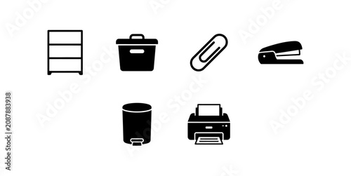 Tableau sur toile Office Supplies Icons Displayed on White Background