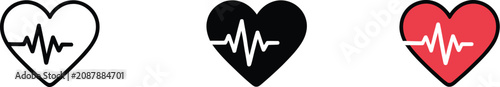 Heart pulse icon featuring modern black glyph design for healthcare, cardiology, medical monitoring, wellness, fitness tracking, and heart health applications.