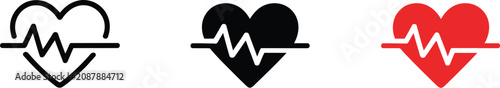 Photos Heart pulse icon featuring modern black glyph design for healthcare, cardiology, medical monitoring, wellness, fitness tracking, and heart health applications
