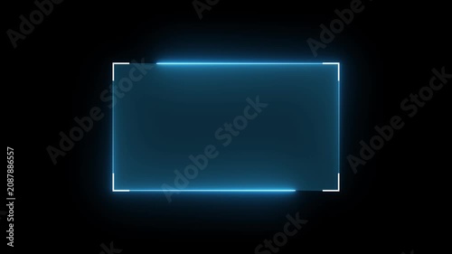 Futuristic HUD callout frame for digital interface. Sci fi HUD lower third with copy space for broadcast titles. Neon UI screen overlay for gaming and news use. News frame, hud elements.
