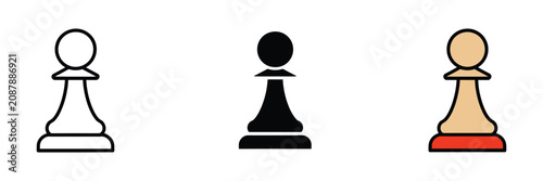 Bild auf Leinwand Chess pawn piece icon collection with board game strategy planning competition a