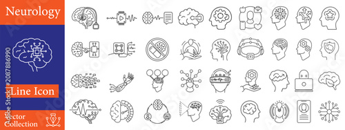 Obraz na płótnie Neurology line editable icon set