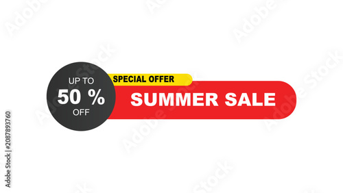 Foto Summer Sale Special Offer Up to 50 Percent Off Discount Advertisement Banner wit