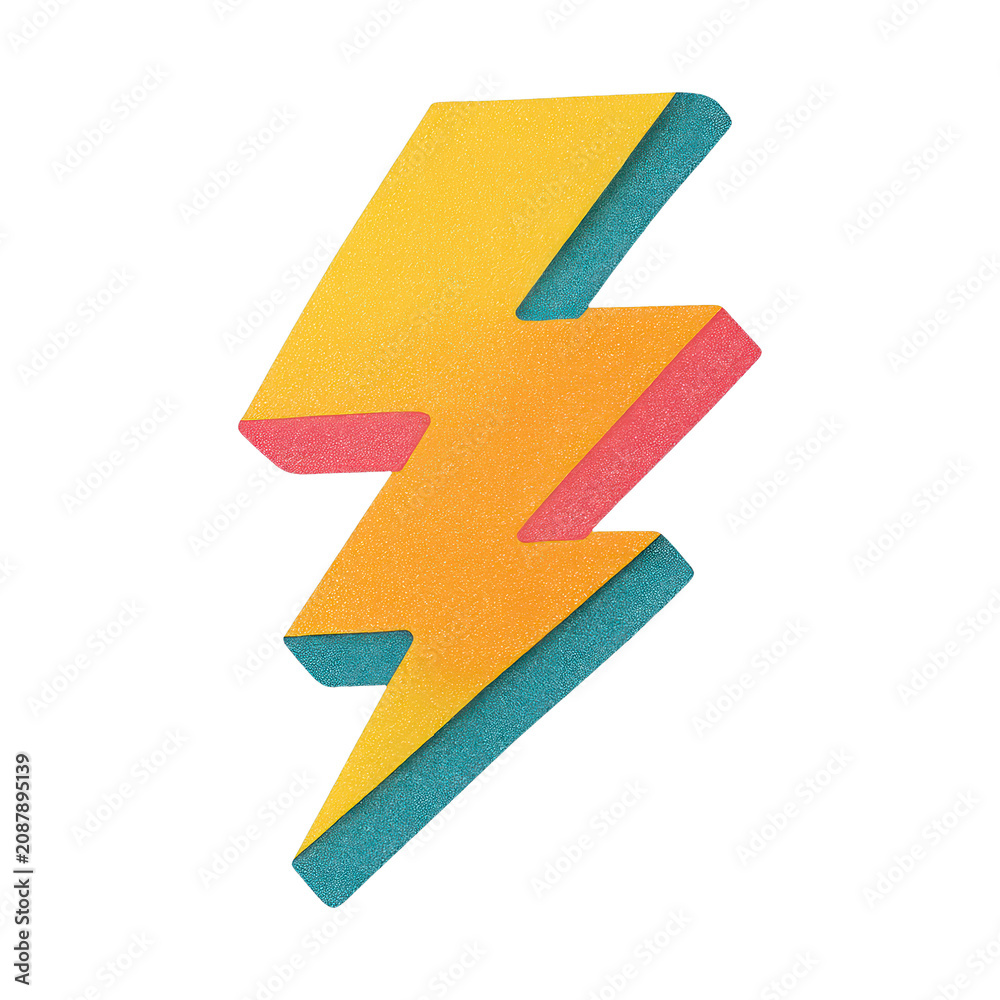 Obraz premium PNG Colorful 3D lightning bolt illustration.