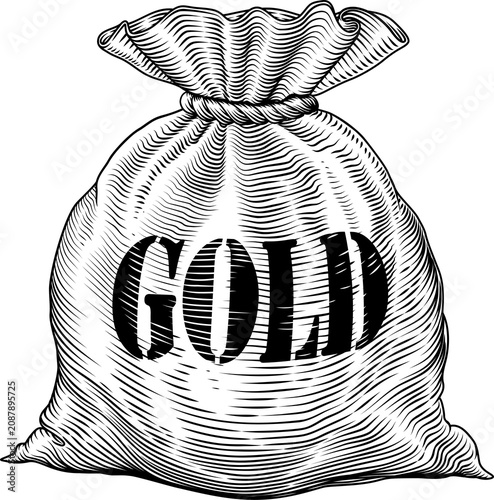 A sack or bag of gold in a ...