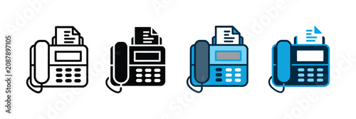 Картината върху платно Fax machine vector icons representing office communication landline telephone do