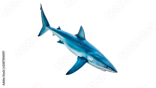 Photography Predatory blue shark swimming marine wildlife ocean predator isolated on transpa
