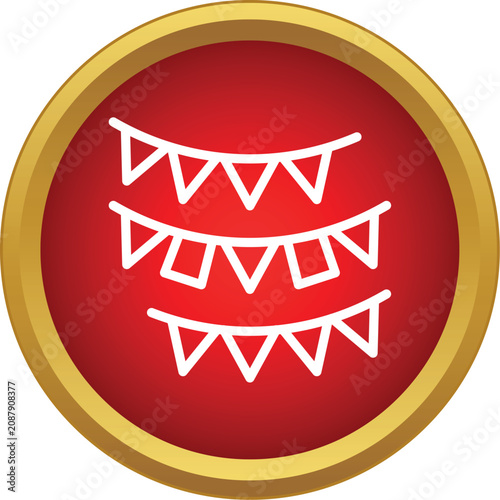 White outline bunting flags icon representing celebration, festival, and party decoration