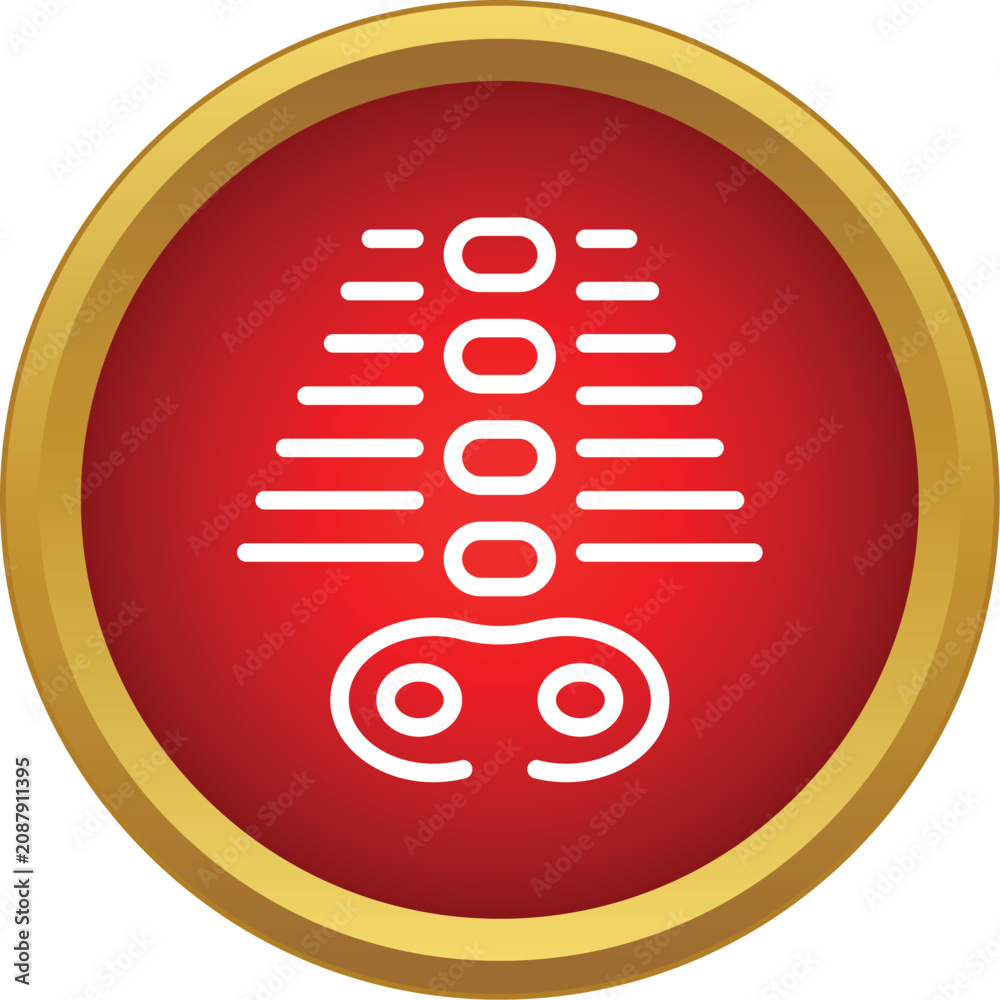 Fototapeta premium Stylized icon showing human spine and ribs in a red circle