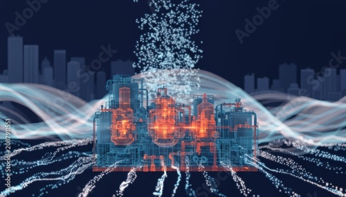Medium shot capturing a computer screen with realtime anomaly alerts from a digital twin system emphasizing predictive maintenance and proactive equipment management.