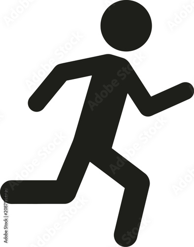 Billede på lærred Minimalist black vector graphic illustration of a person running quickly for spo