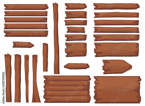 Wooden planks in cartoon style vector design
